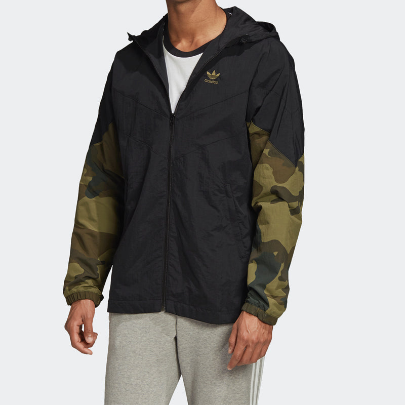 Originals Camo Wb Camouflage Splicing Sports hooded Windbreaker Jacket Black