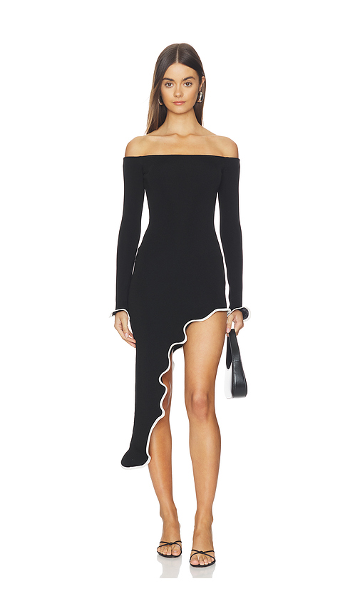 Lovers and Friends Aria Off The Shoulder Midi Dress in Black Multi. M also in L, S