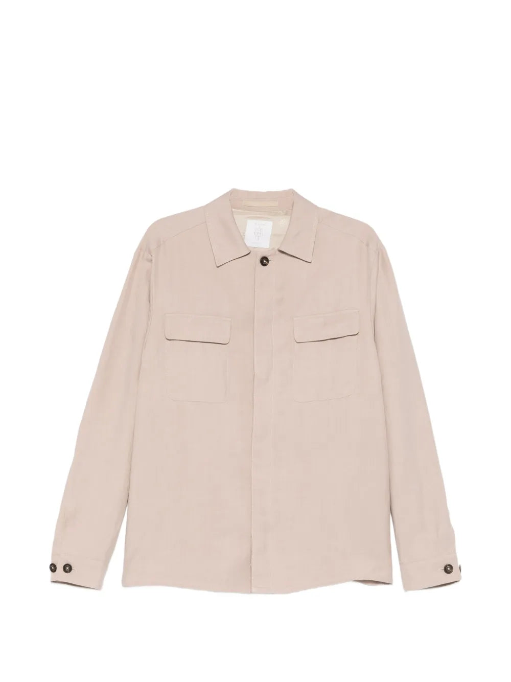 Polo-Collar Goat Skin Shirt Jacket — Beige