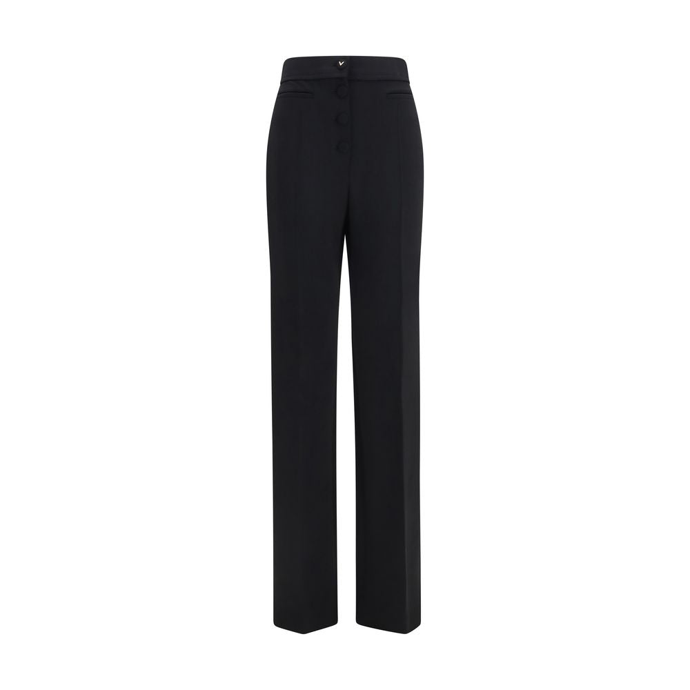 Wool Flared Trousers — Black