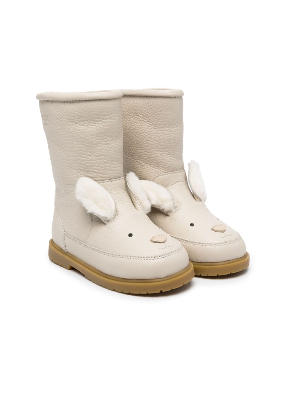 Pop-up animal ears leather boots - Neutrals