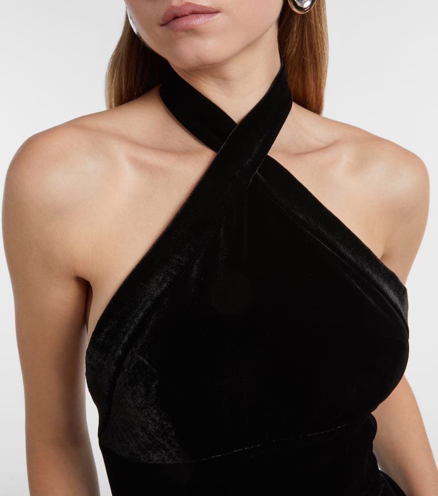 Halterneck velvet gown