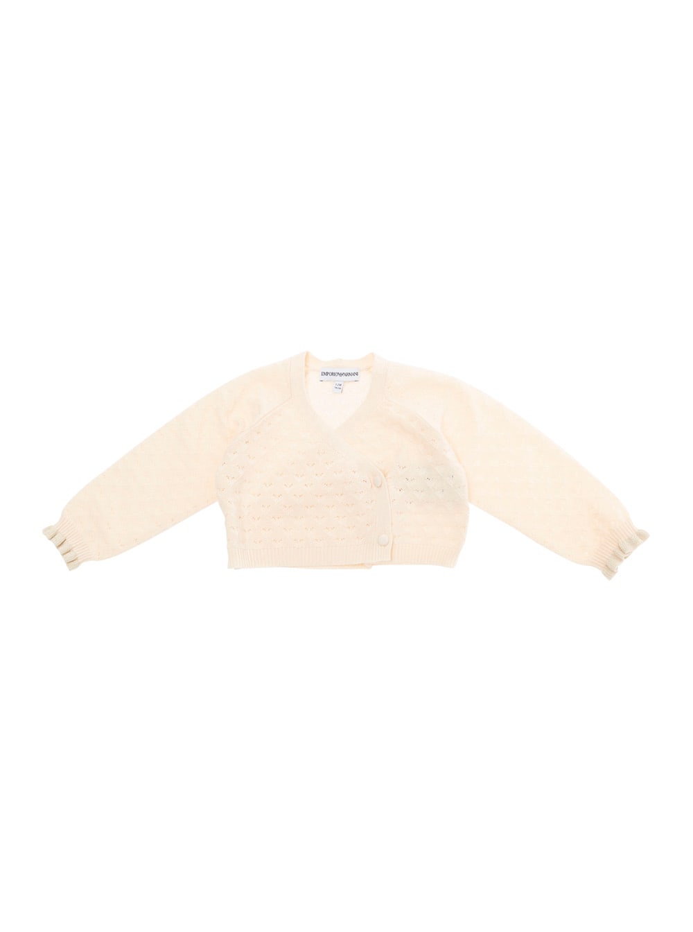 Beige Sweatshirt With V Neck And Elastic Cuffs In Cotton Baby