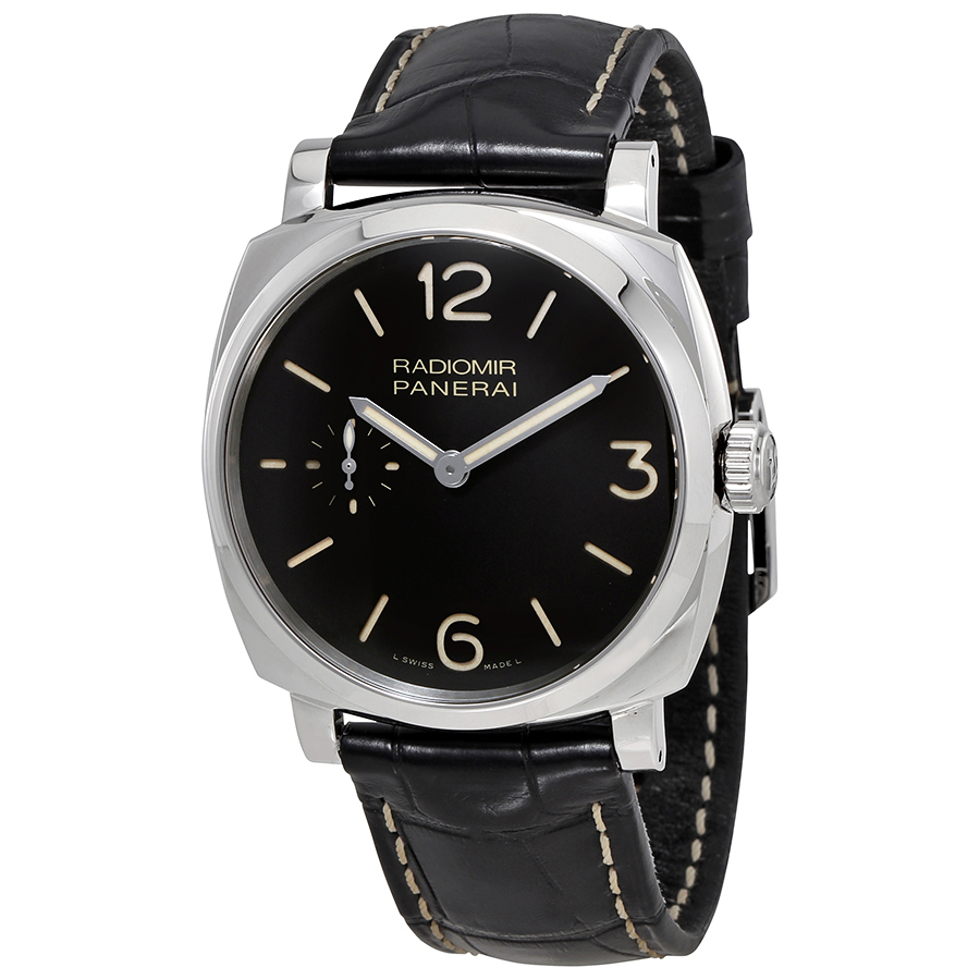 Pre-Owned Radiomir 1940 Hand Wound Black Dial Black Leather Mens Watch PAM00512