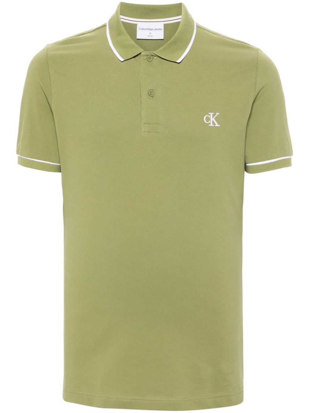 Logo-embroidered piqué polo shirt - Green