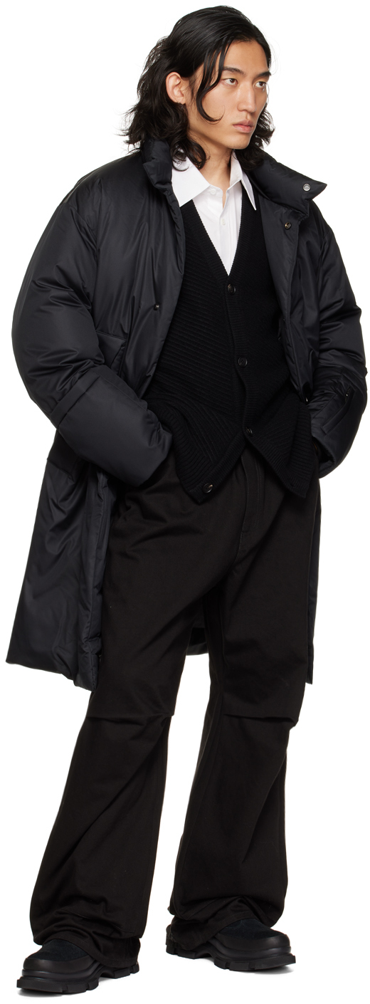 Black stand collar down coat