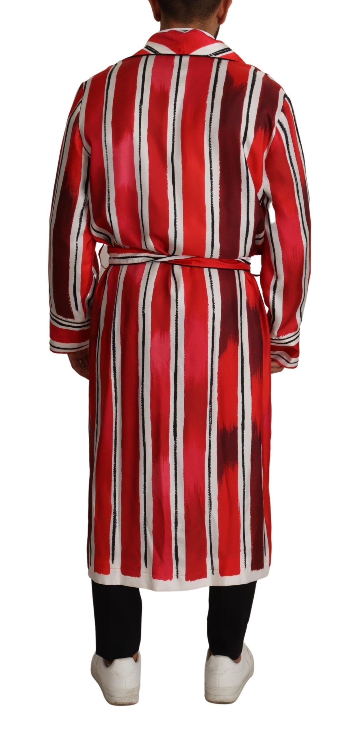Striped Silk Robe — Red