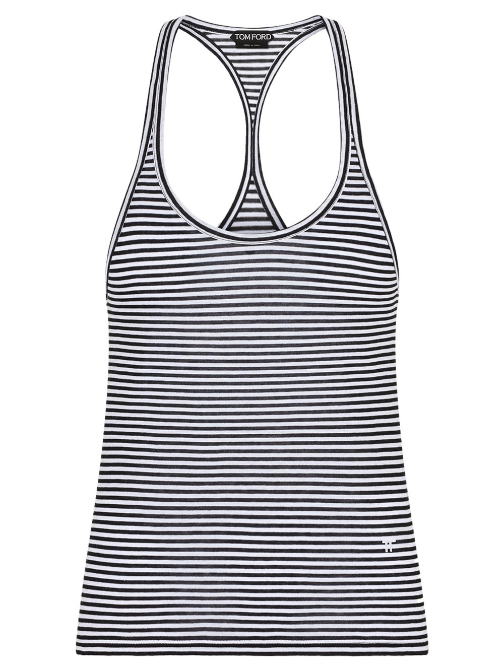 Striped Viscose Tank Top With Tonal Tf Embroidered Logo