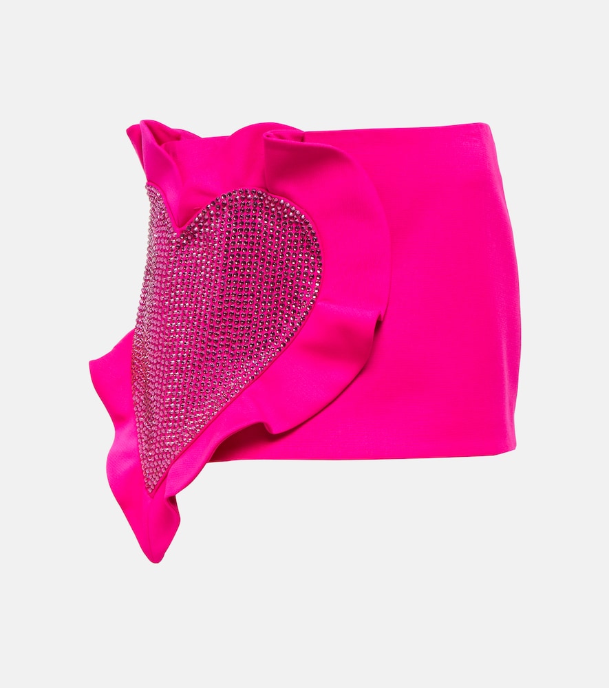 Area Heart ruffle wool miniskirt
