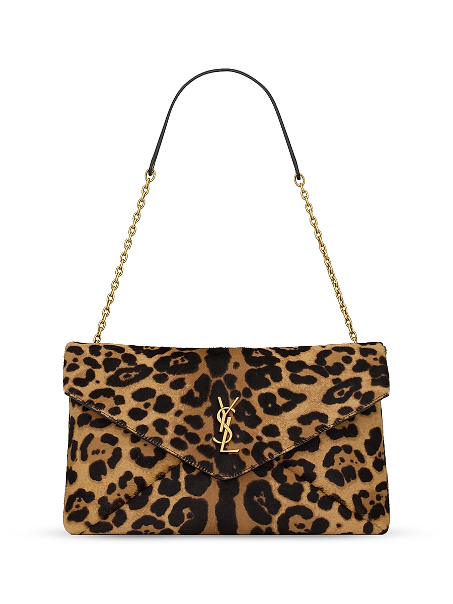 Women's Cassandre Large Pouch on Chain in Pony Hair Leather - Brown And Black