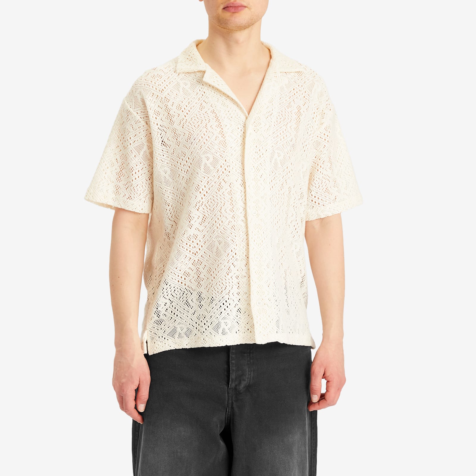 Represent Men's All Over Crochet Shirt in Off White