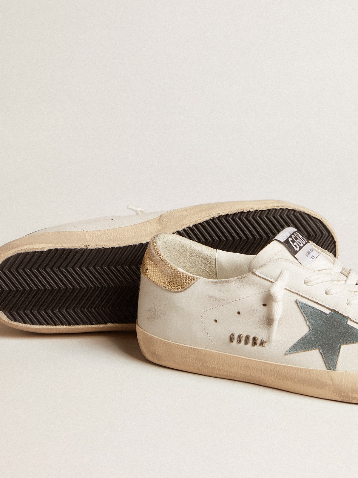 Golden Goose - Men's Super-star With Suede Star And Platinum Snake-print Leather Heel Tab, Man