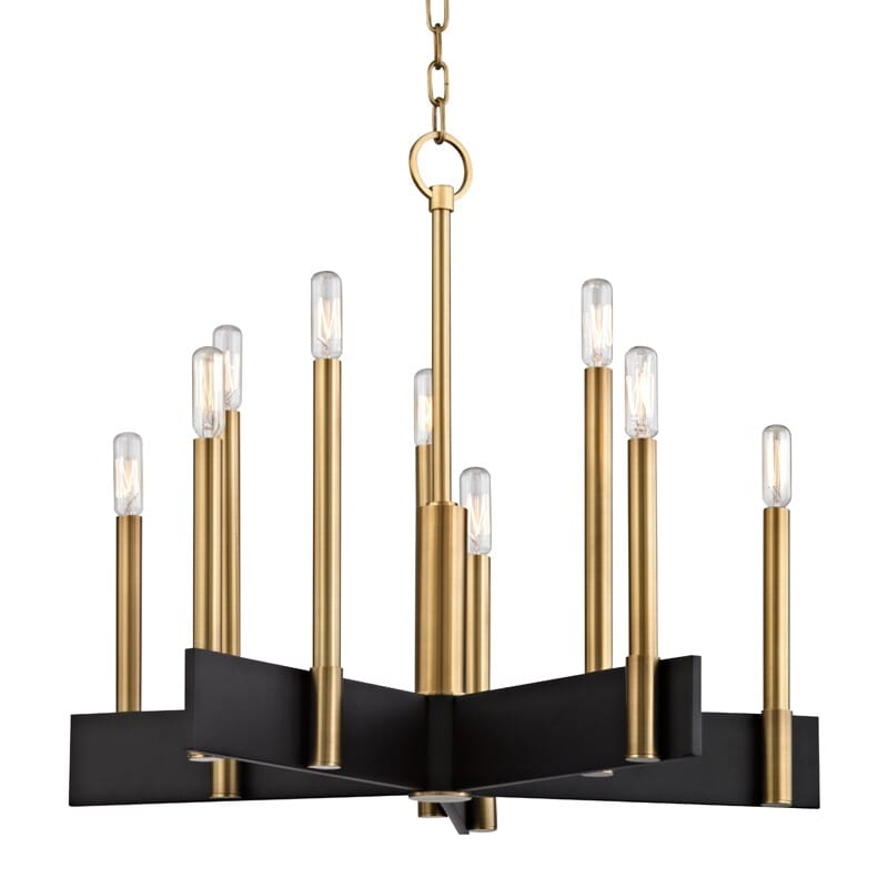 Abrams 10-Light Chandelier in Aged Bra