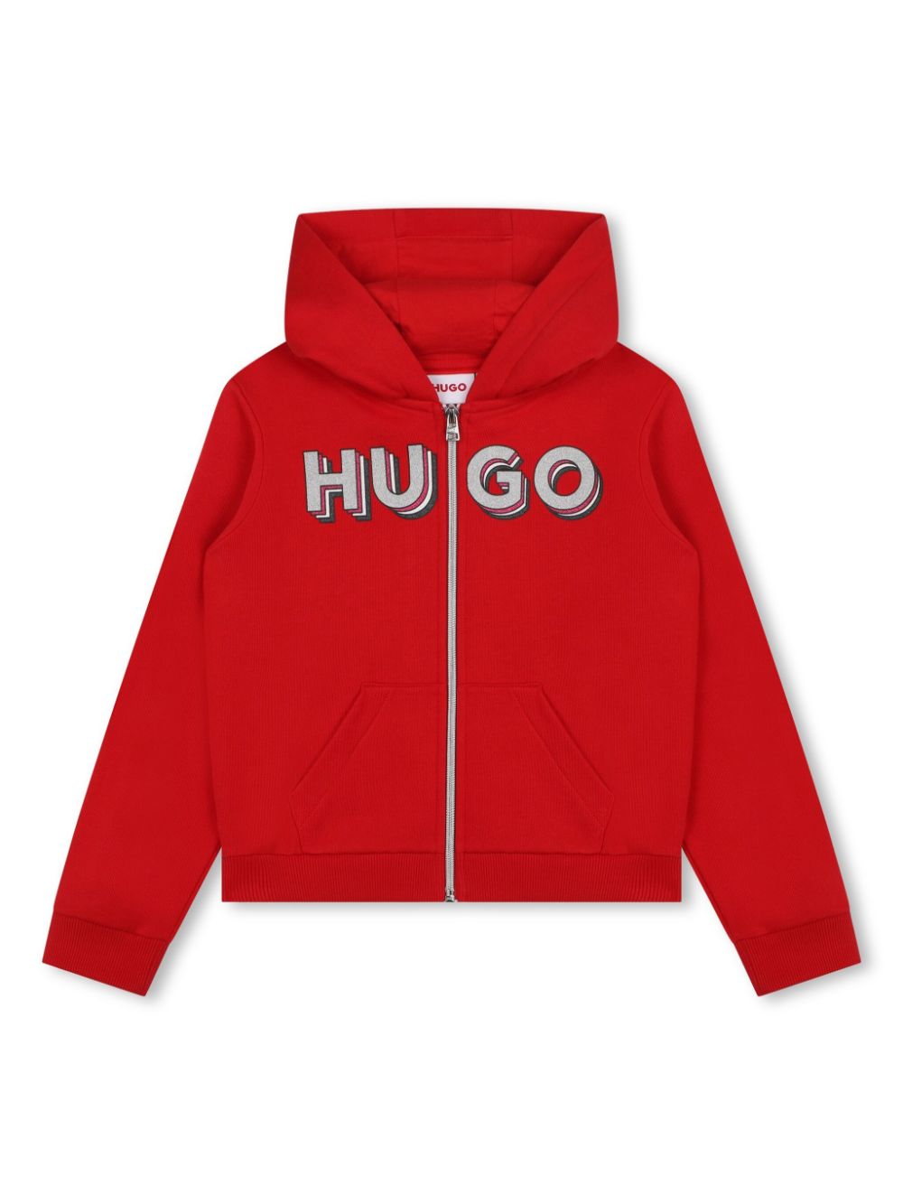 Logo-print zip-up cardigan - Red