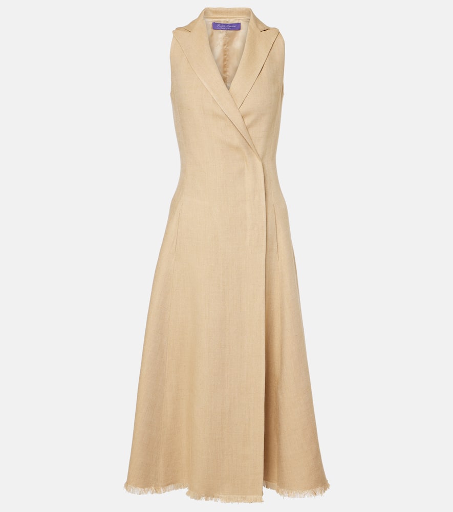 Silk and linen midi dress