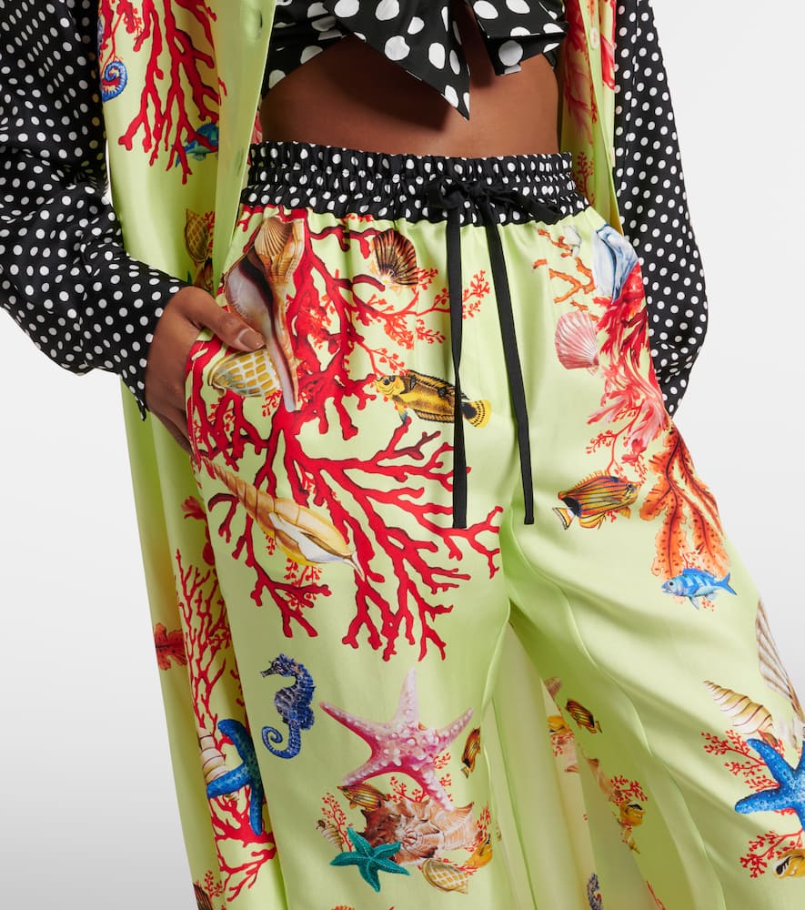 Capri printed silk tapered pants