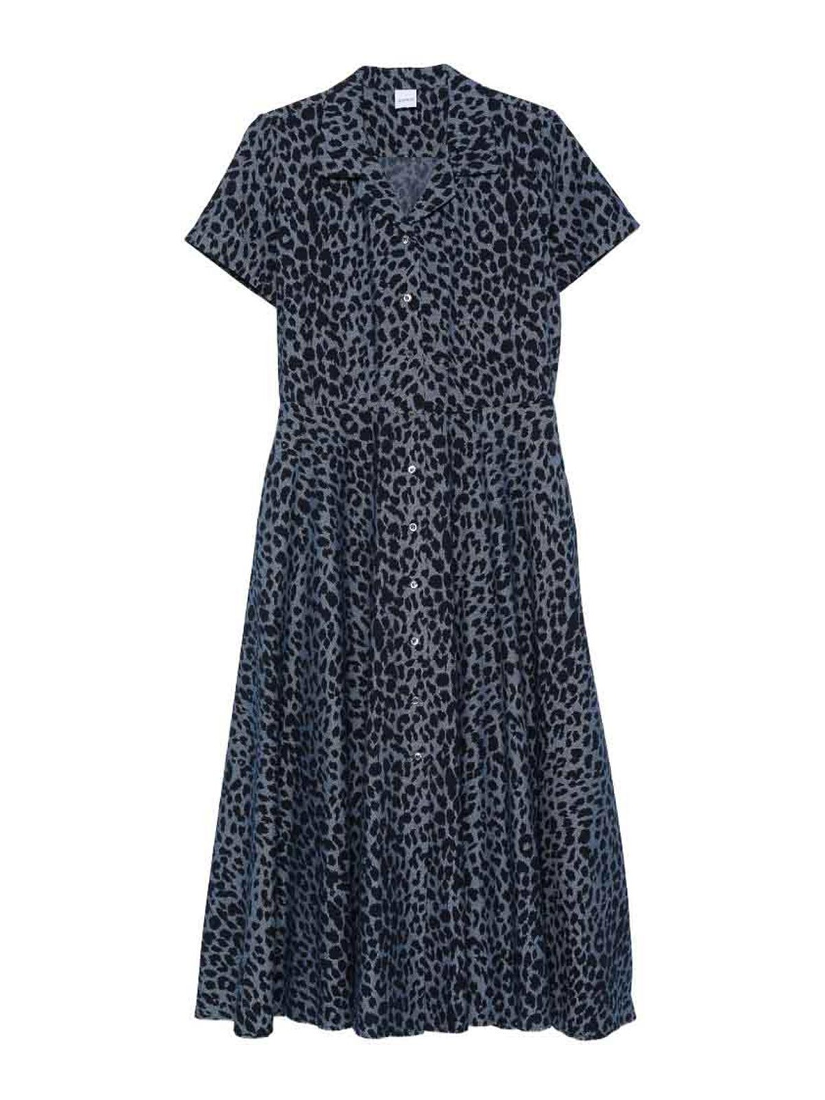Midi dress in cotton with leopard print