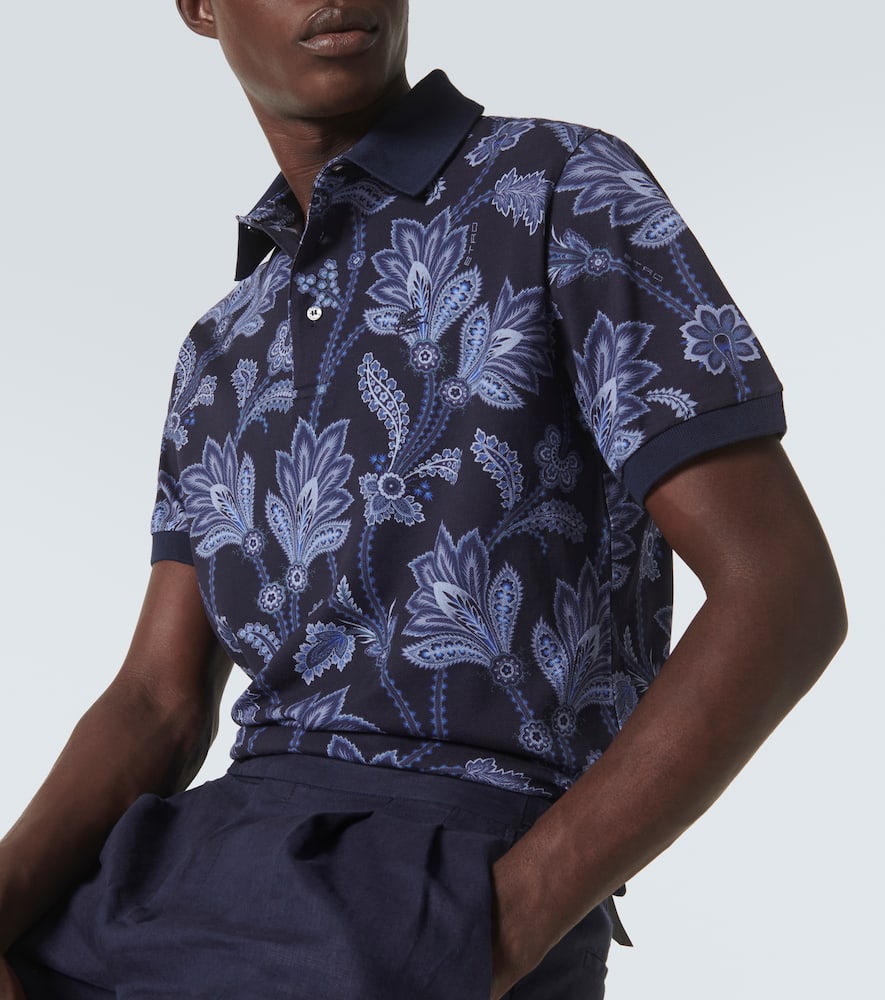 Printed cotton piqué polo shirt