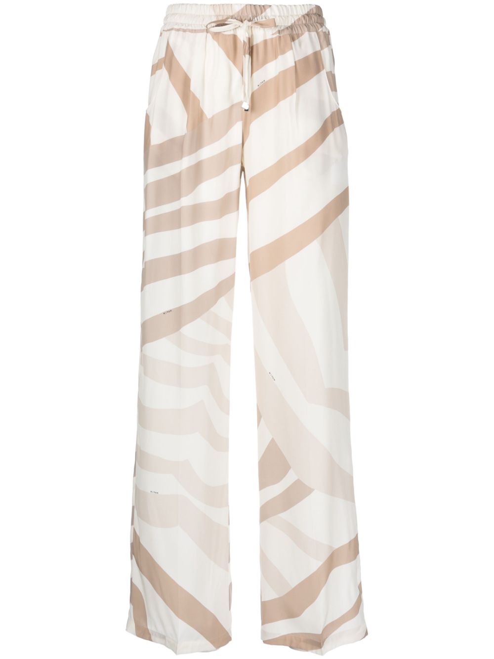 Abstract-print drawstring silk trousers - Neutrals