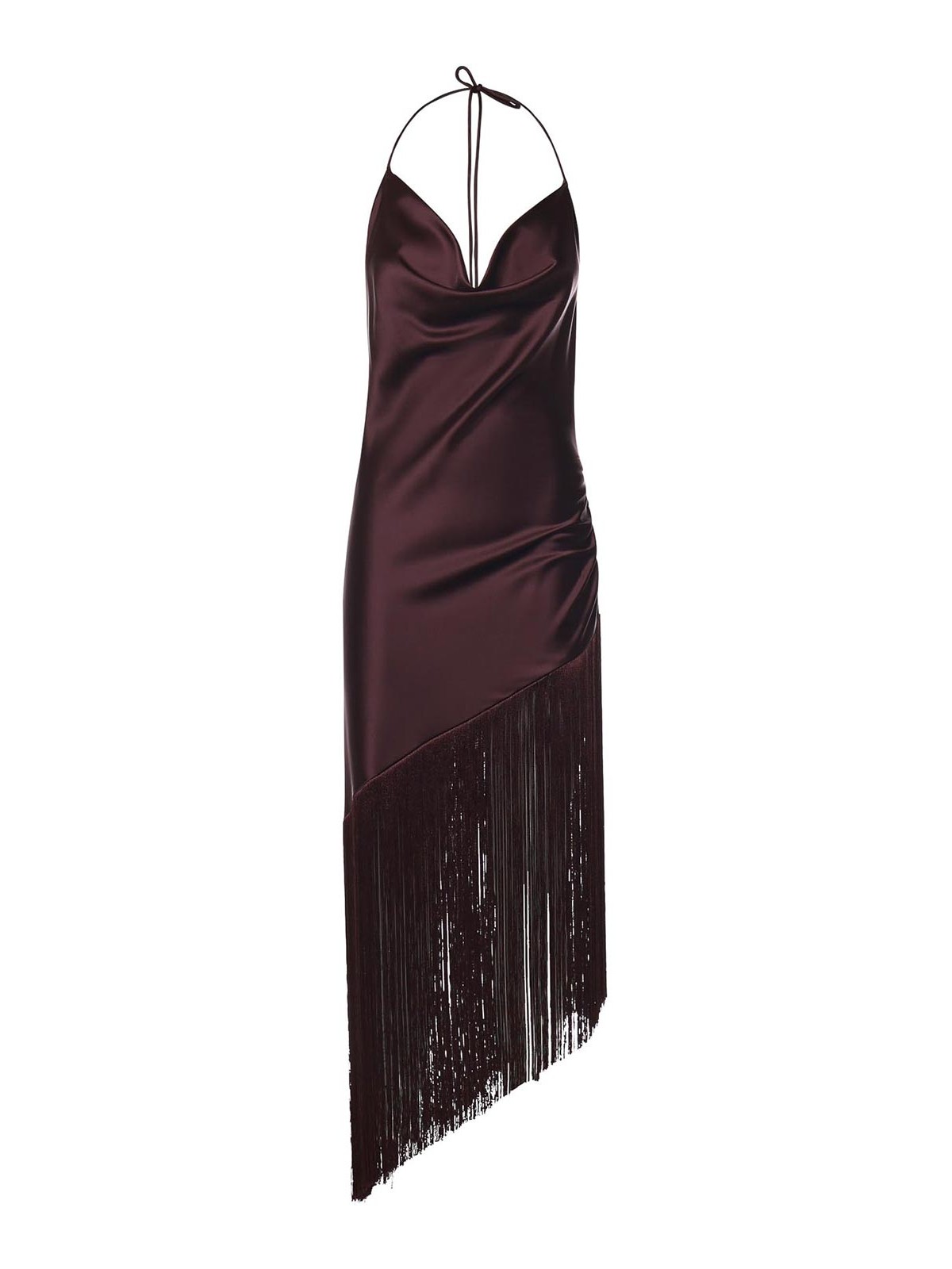 Asymmetrical top in satin with fringes - 36