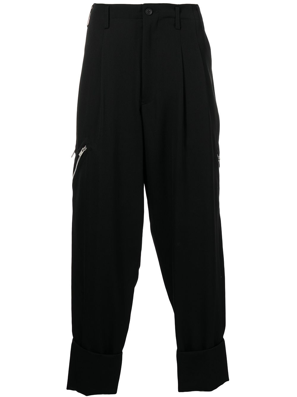 Zip-detail tailored trousers - Black
