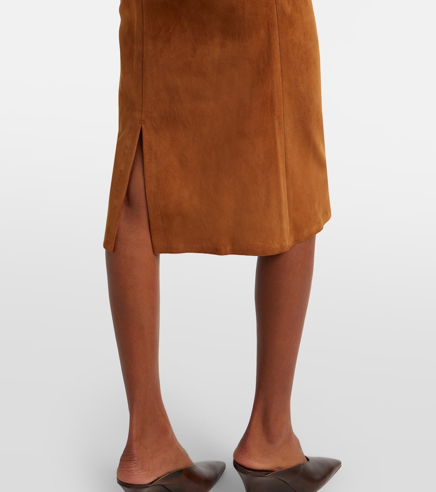 Salma ruched suede midi dress