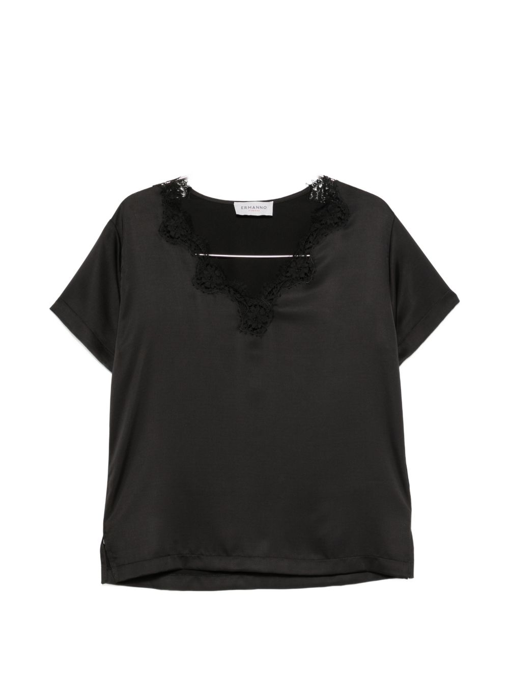 Lace-Trim T-shirt — Black