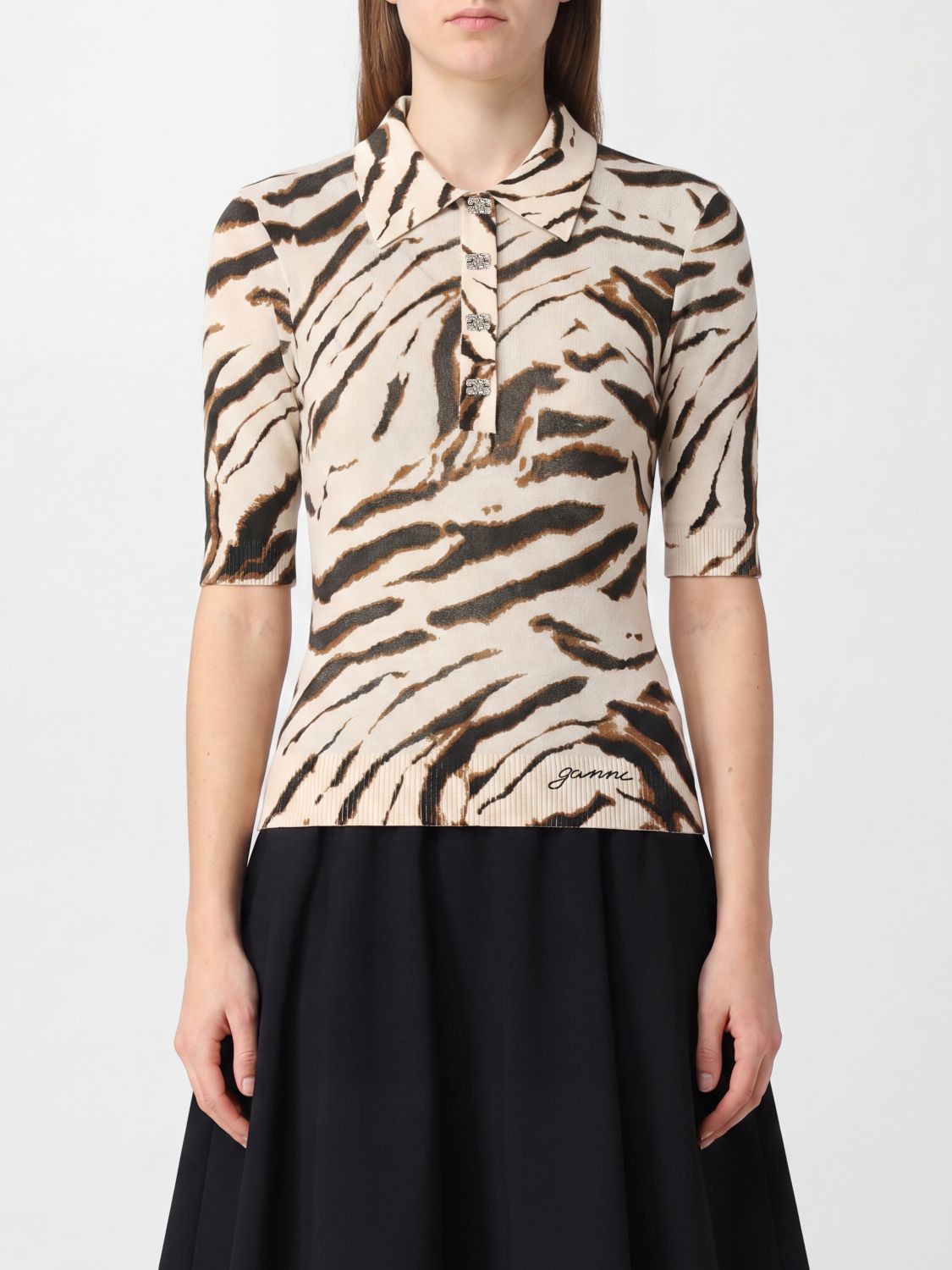 Zebra-Print Organic Cotton-Blend Knit Polo