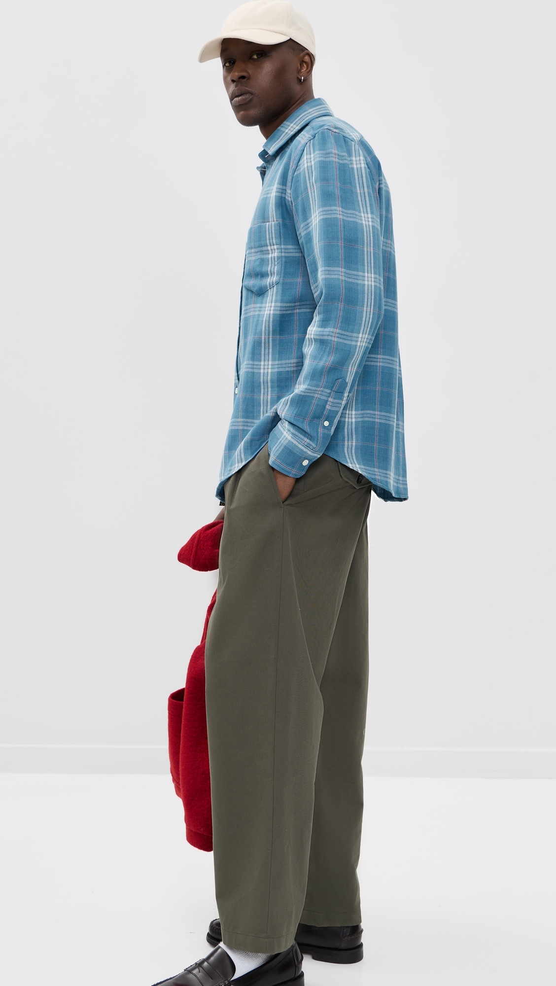 Double Face Plaid Cypress Shirt Washed Indigo