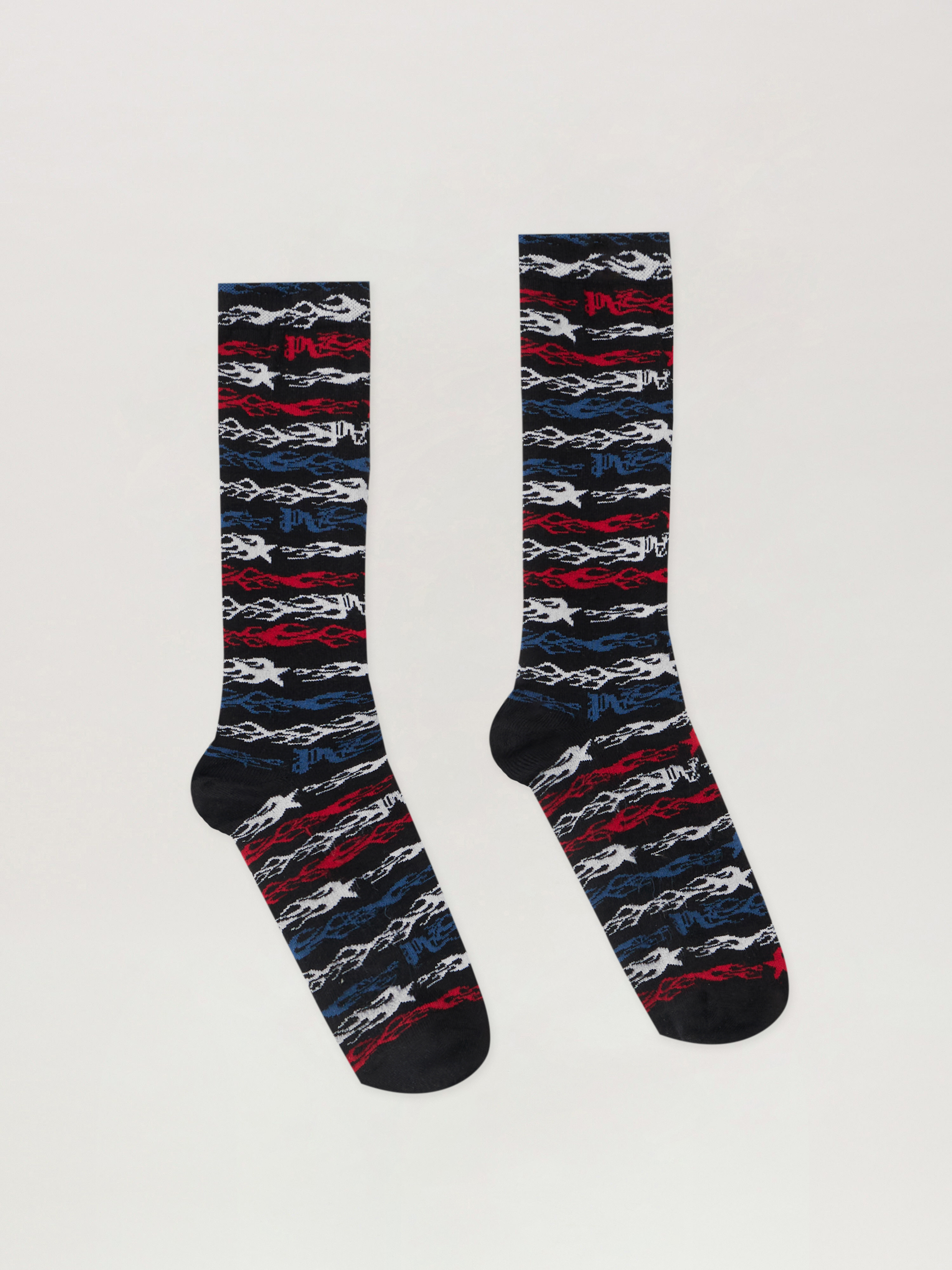 Flames Flag Jacquard Socks Man  Black