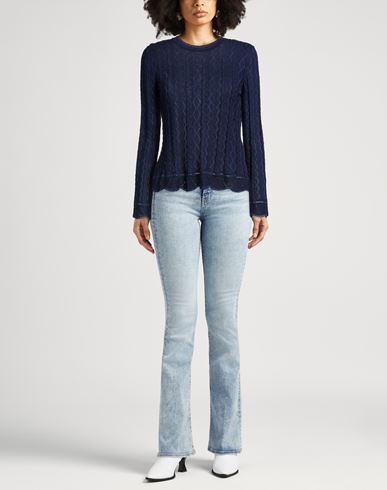 Woman Sweater Navy Size L Cotton, Viscose