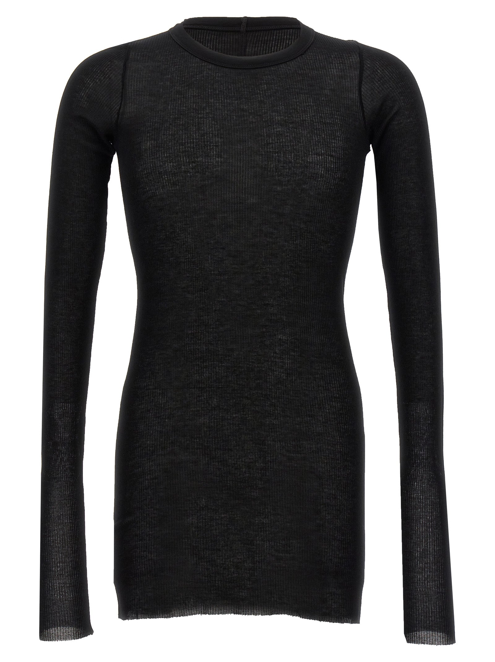 Ribbed Viscose and Silk T-shirt — Black