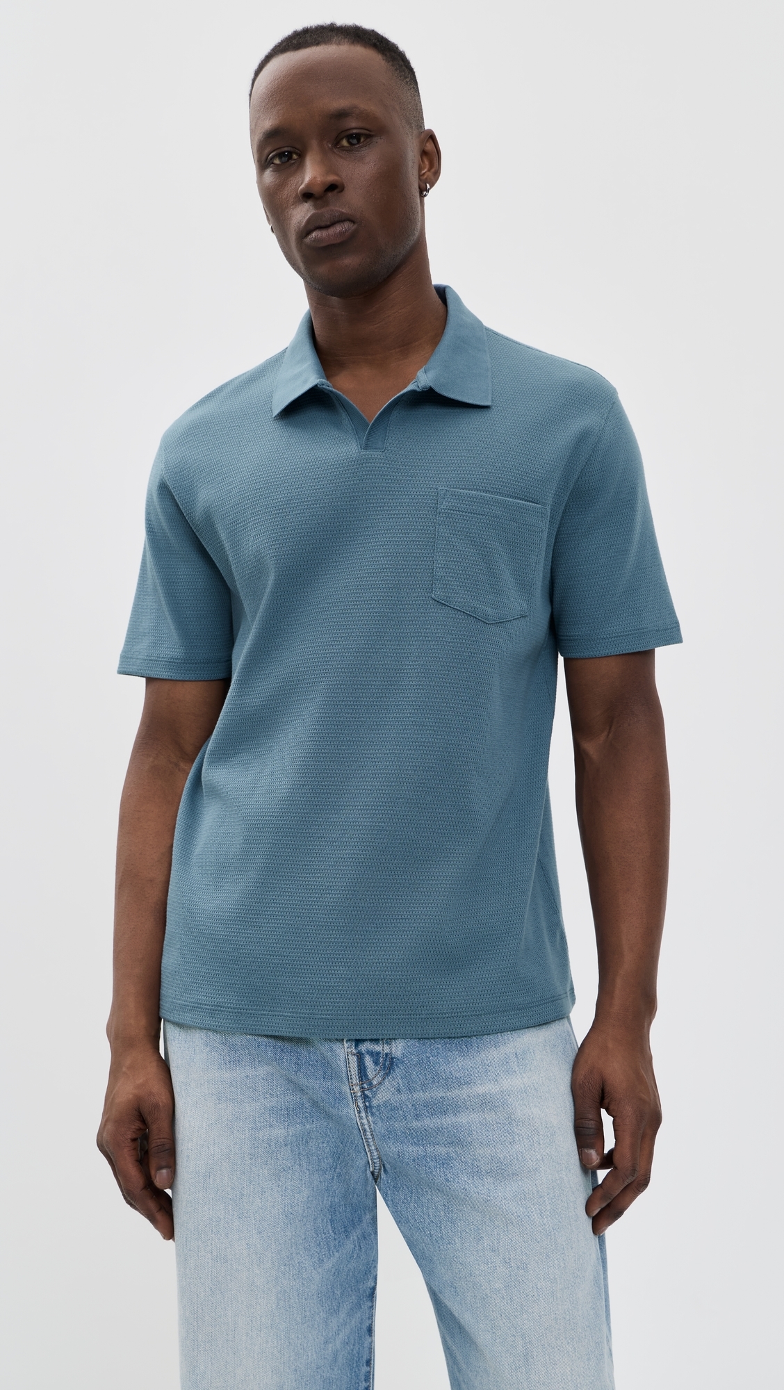 Johnny Collar Shirt Uniform Blue