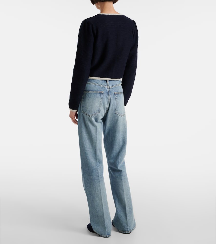 Corded Cardi knitted wool and cotton top