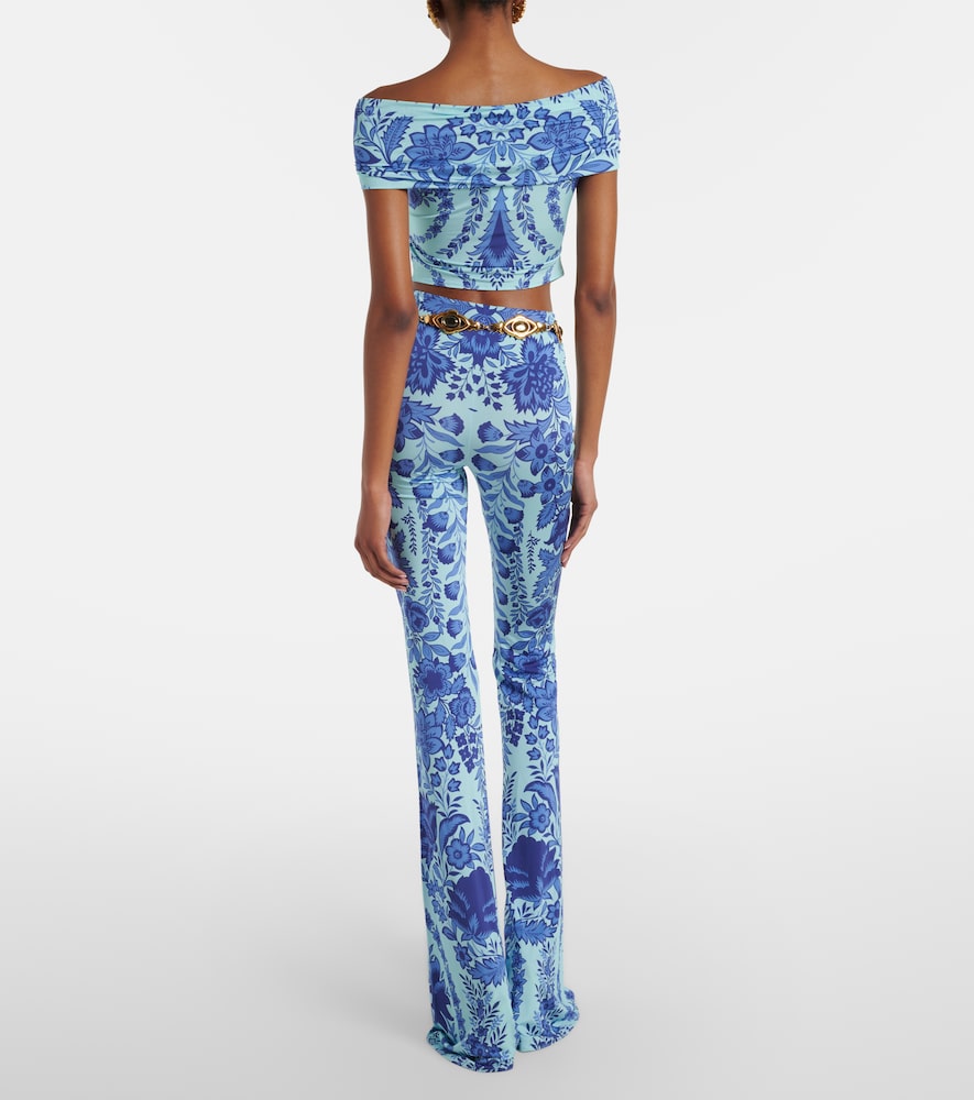 Printed jersey flared leggings