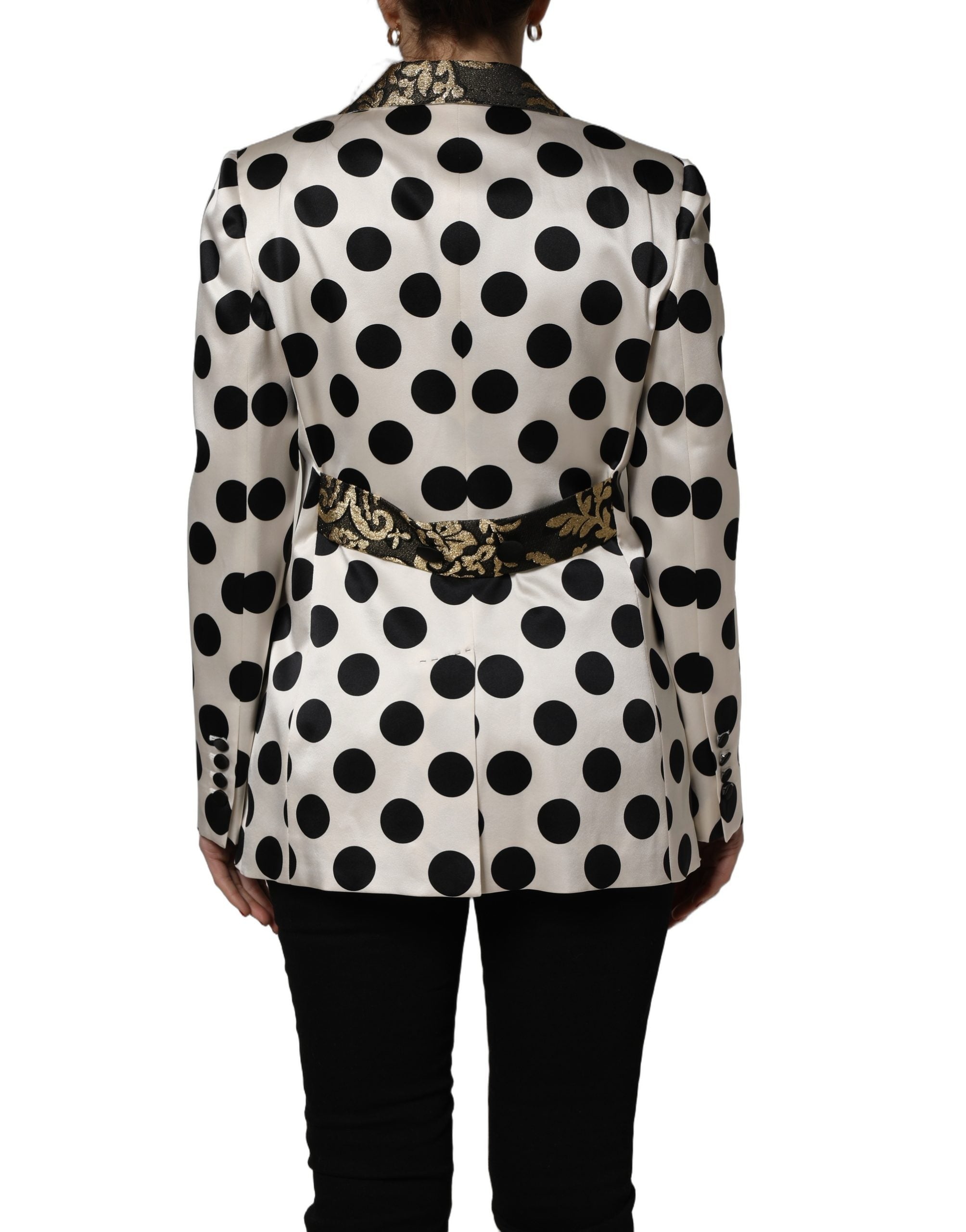 Polka-Dot Silk Blazer — White