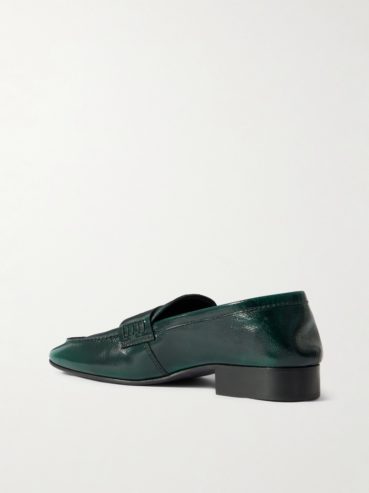 Glossed-leather Penny Loafers - Green