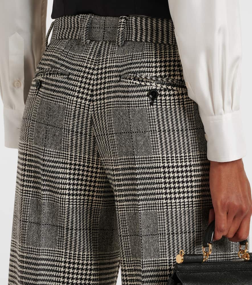 Prince of Wales check wool and cashmere flared pants