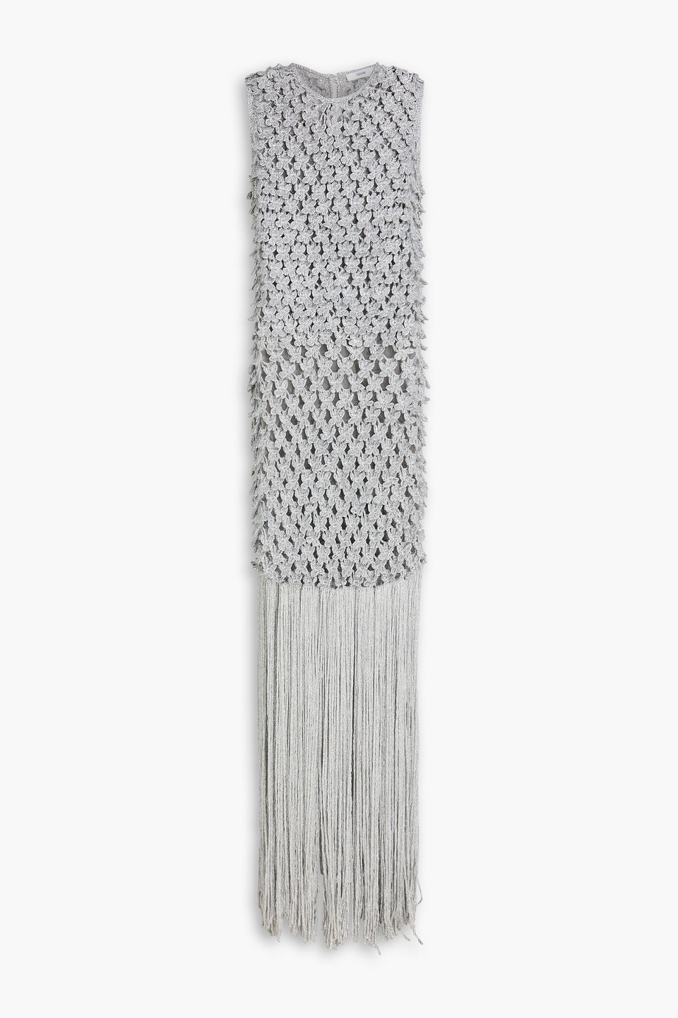 Fringed metallic crocheted maxi dress - Metallic - S