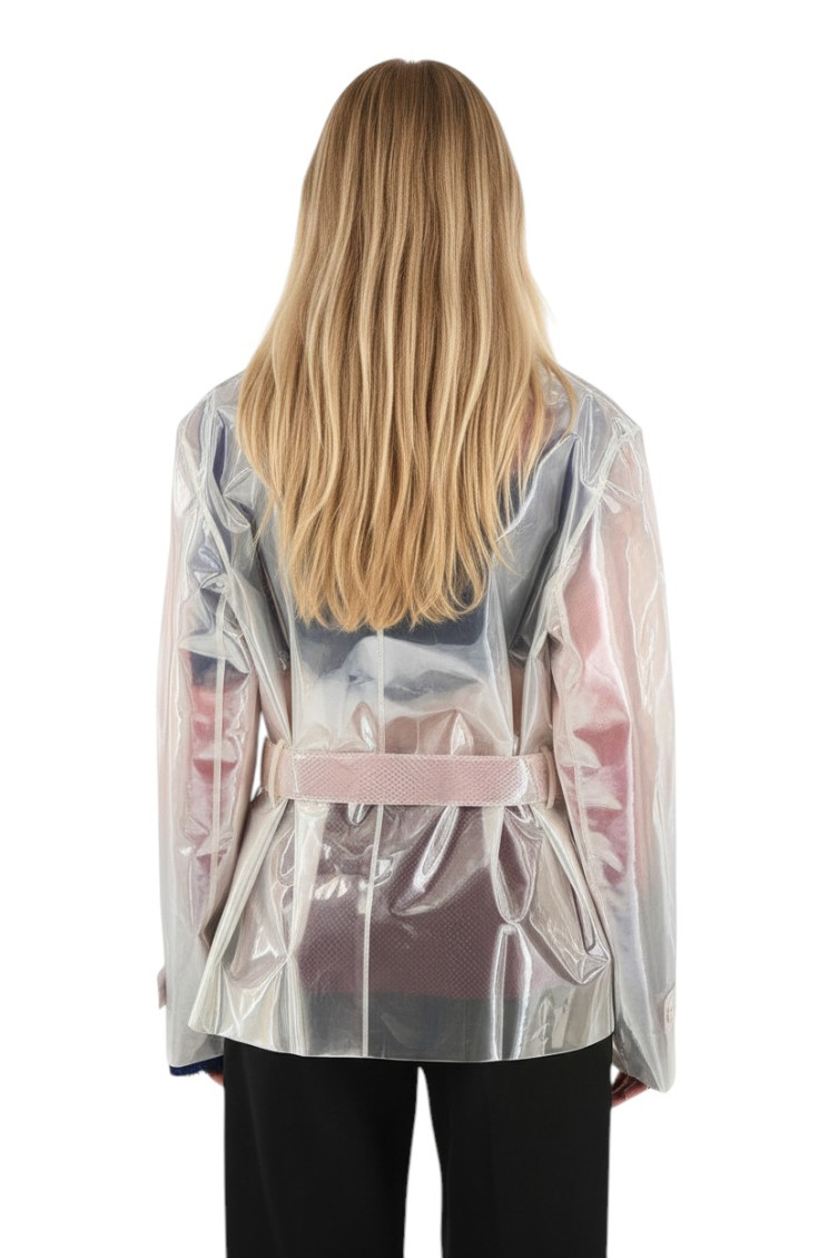 Pink Notched Lapel Trench Coat