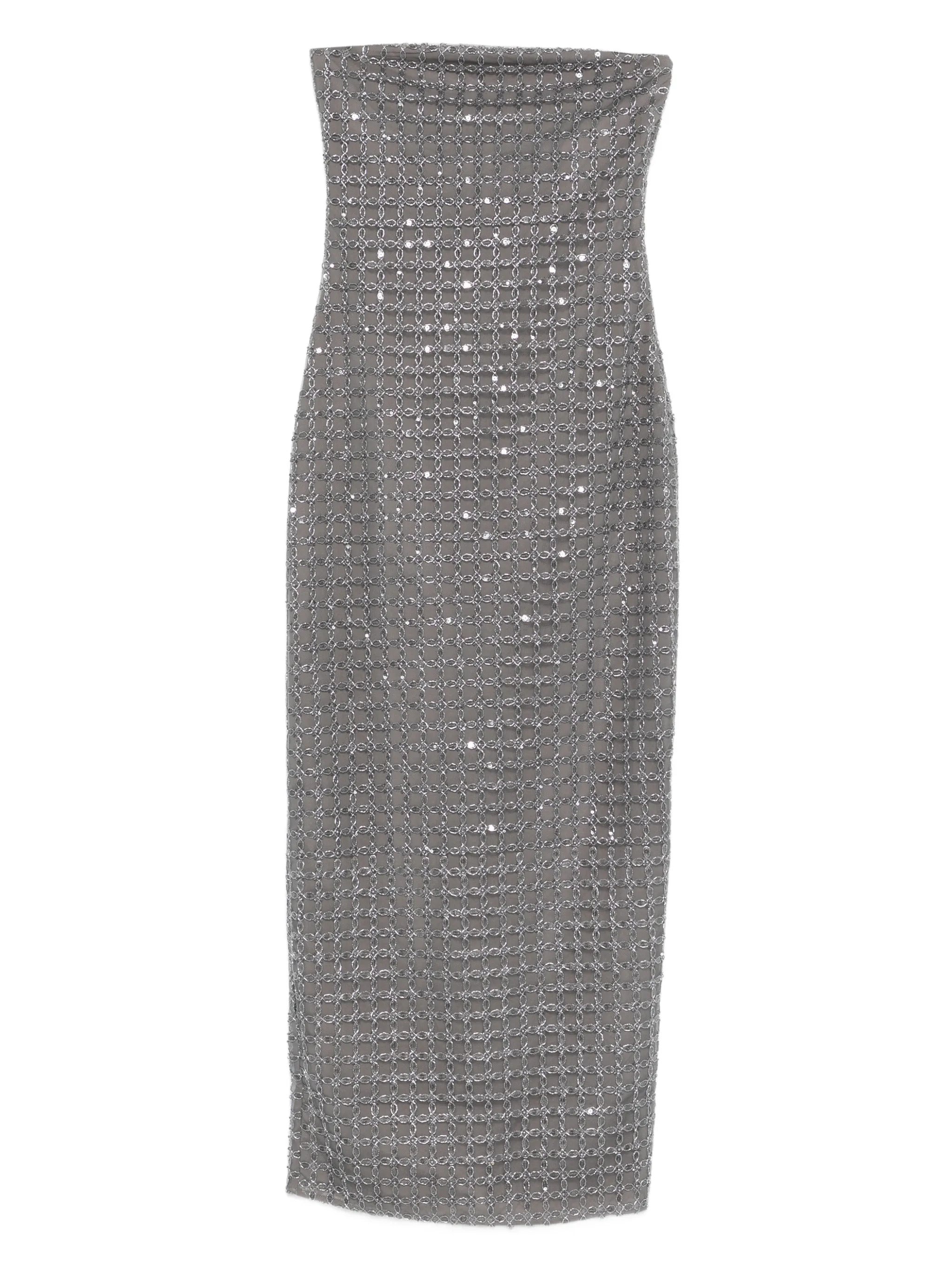 Embellished All-Over Bead Maxi Tube Dress, Strapless