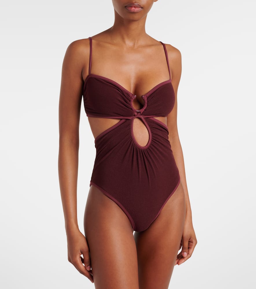 Sunny Days cutout gathered swimsuit