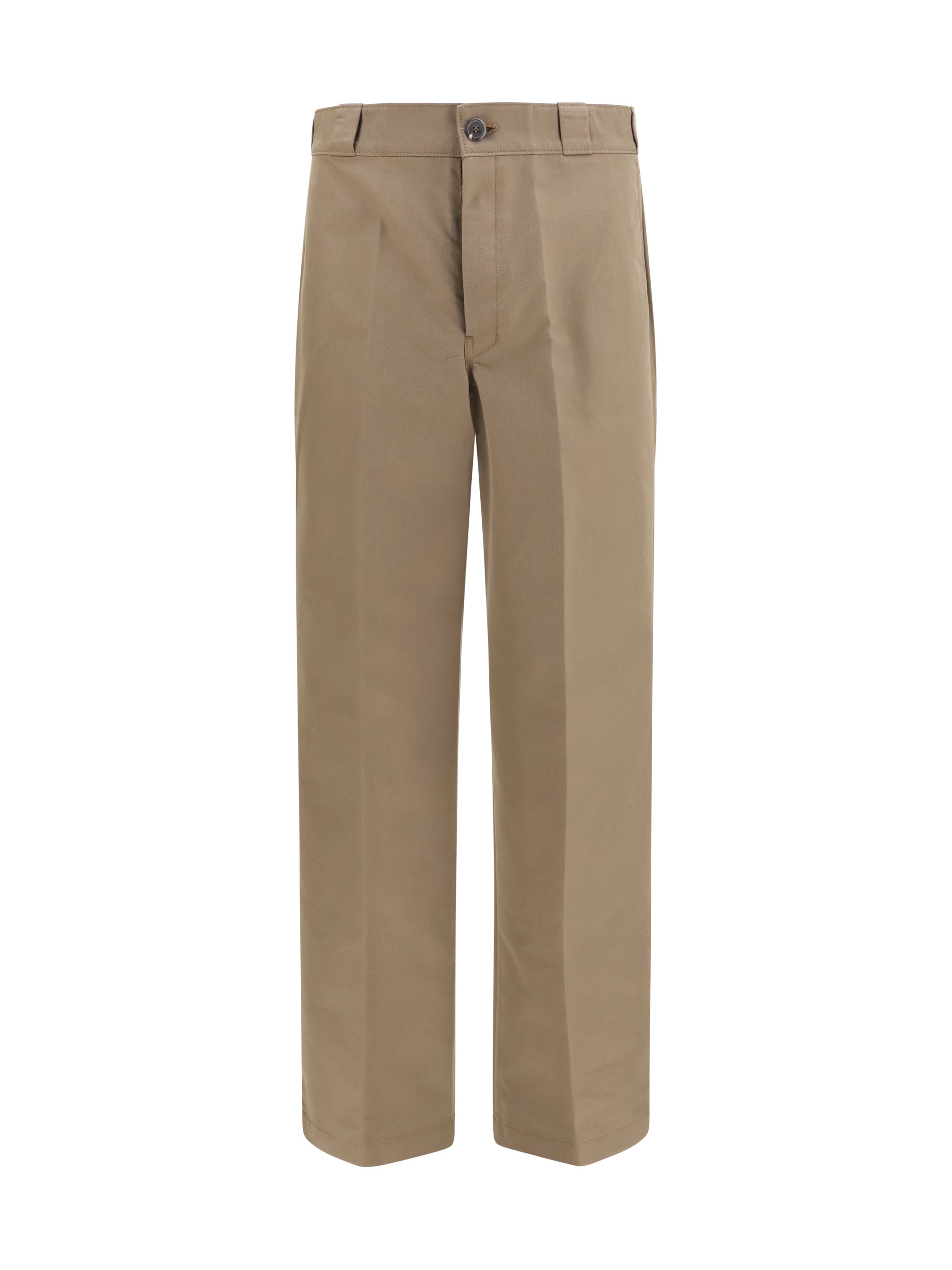 Wide-Leg Canvas Trousers — Brown