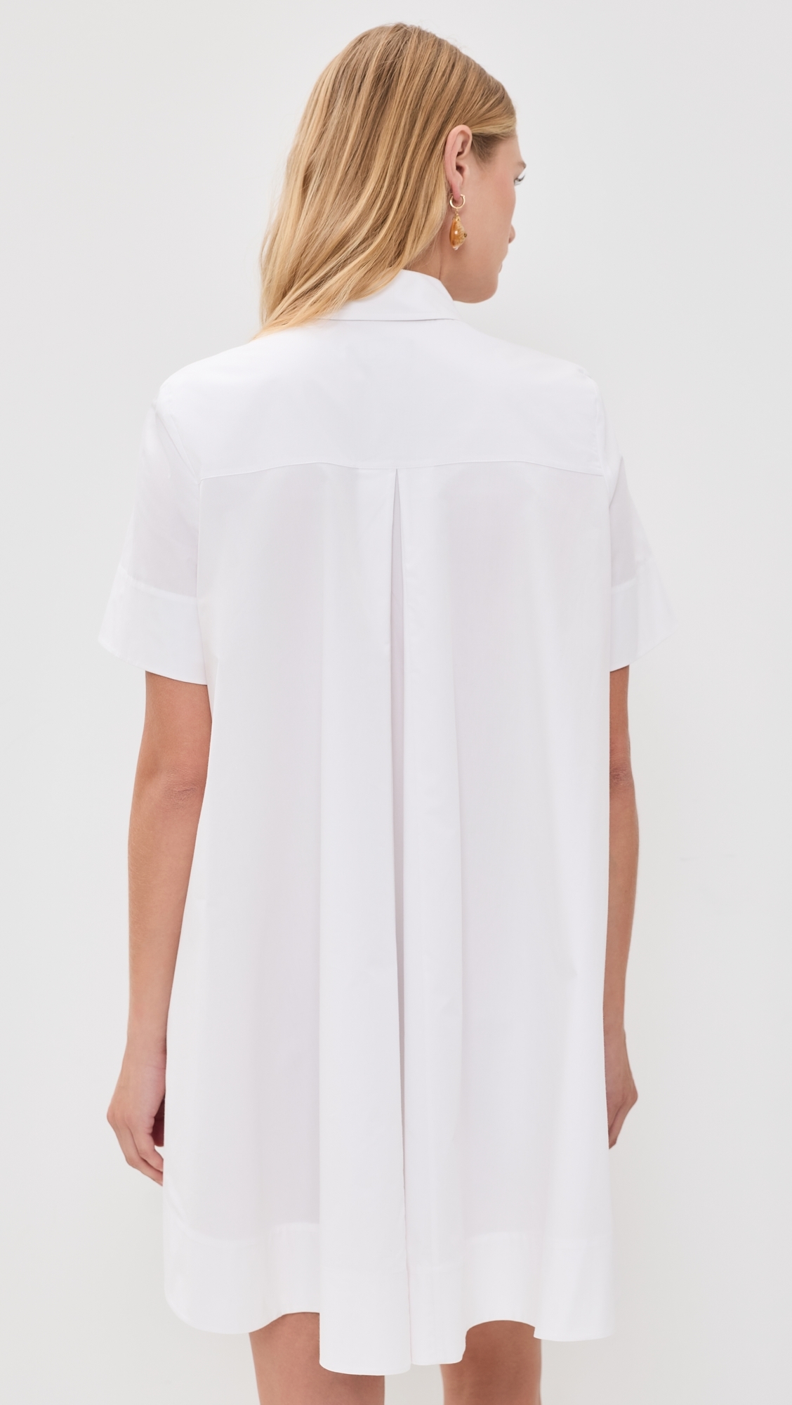 Super Poplin Collared Short Sleeve Dress White