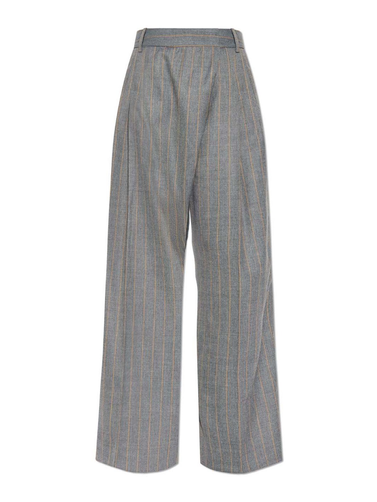 Grey Pinstripe Trousers With Tailored Design