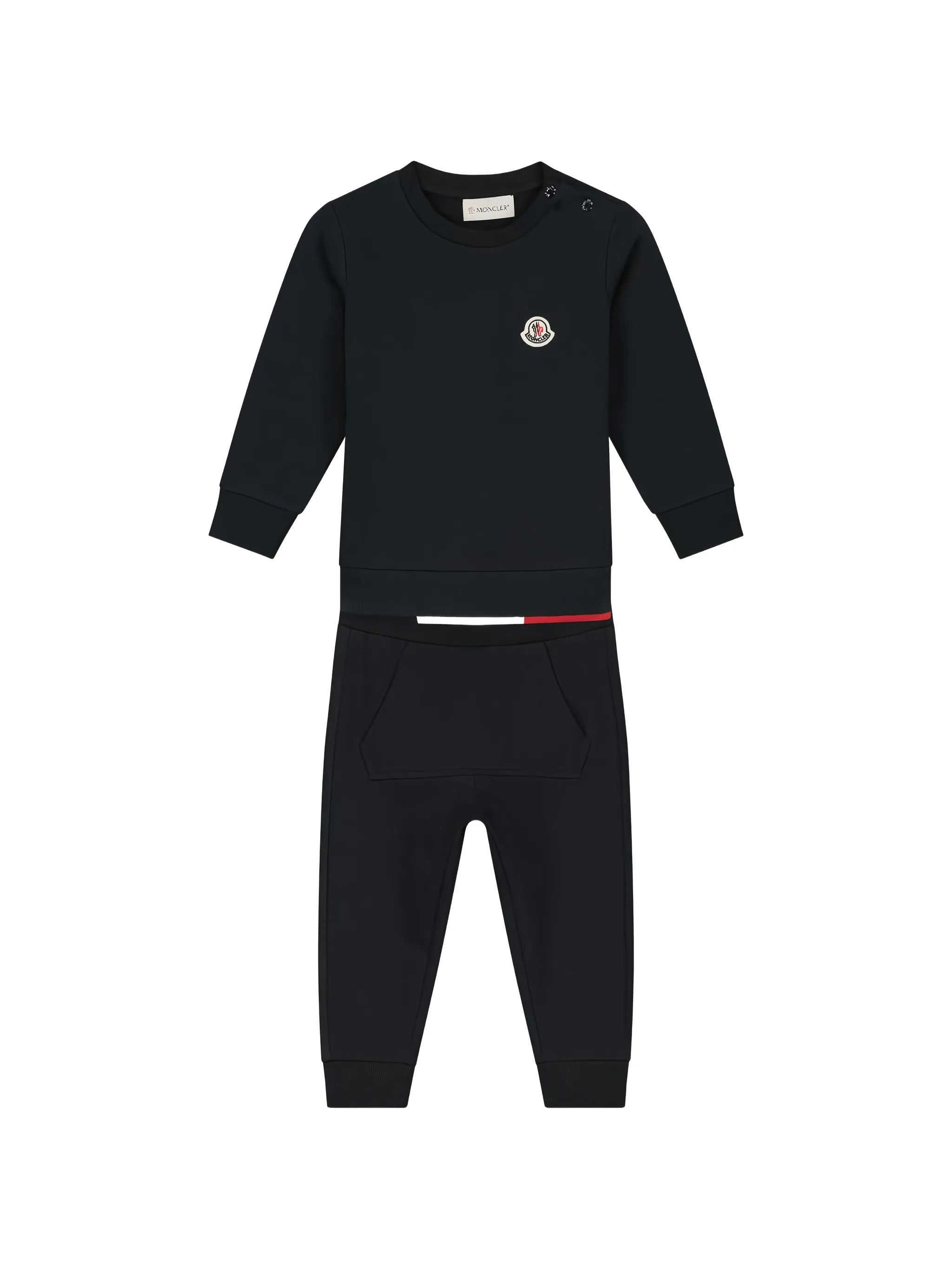 Kids Stretch Cotton Jersey Sweatshirt & Pants Set with Snap-Shoulder Closure and Tricolor Rib Hem