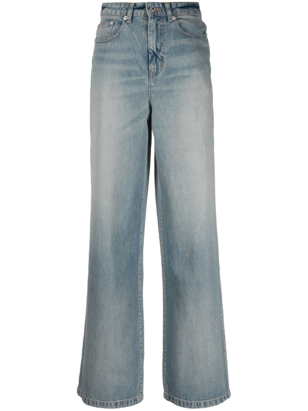 Logo-patch wide-leg jeans - Blue