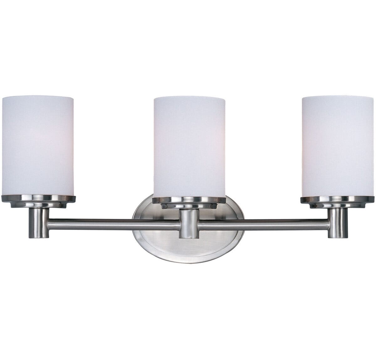 Maxim Cylinder 20.5" 3-Light Satin White Bathroom Vanity Light in Satin Nicke