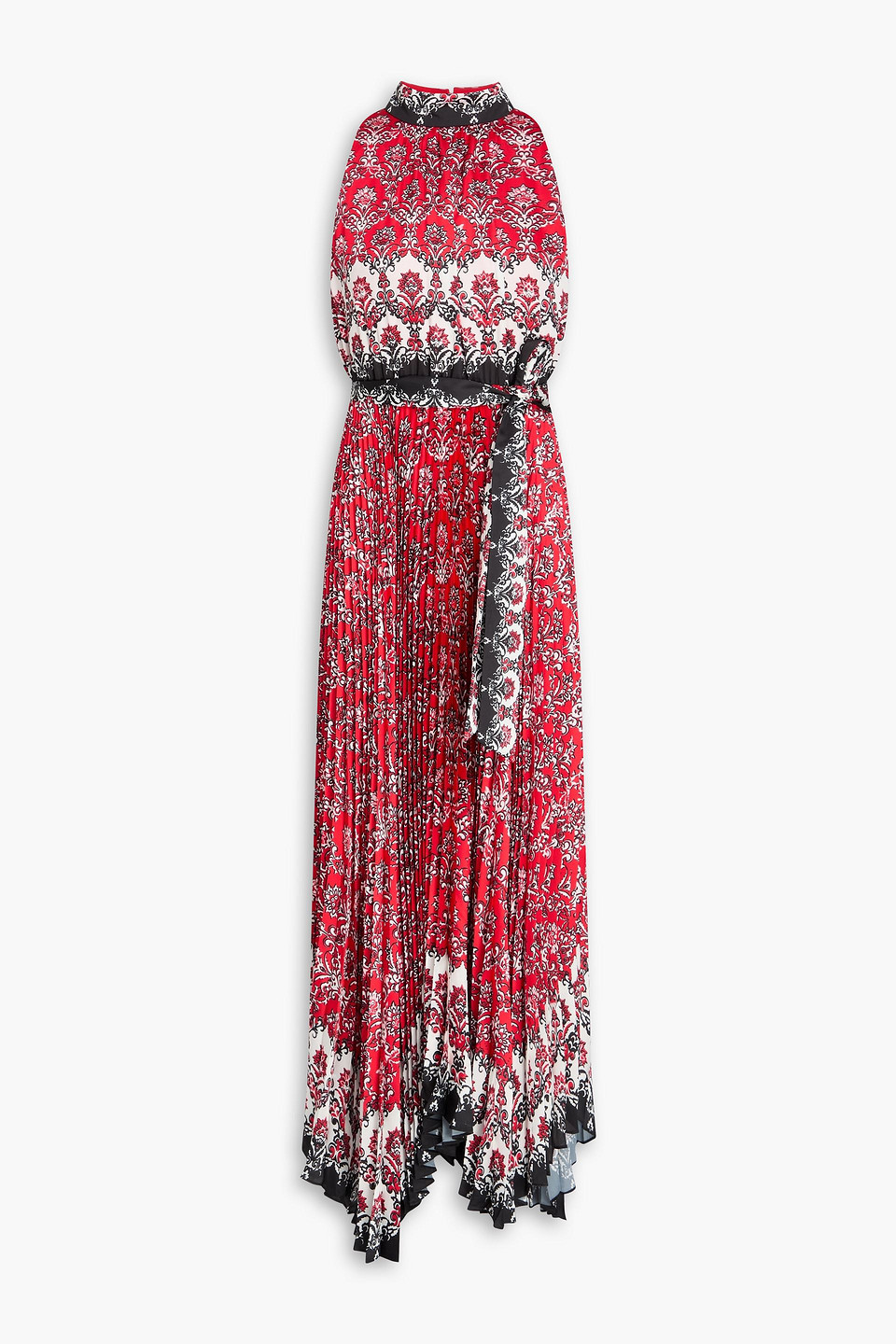 Alice Olivia - Asymmetric printed satin maxi dress - Red - US 10