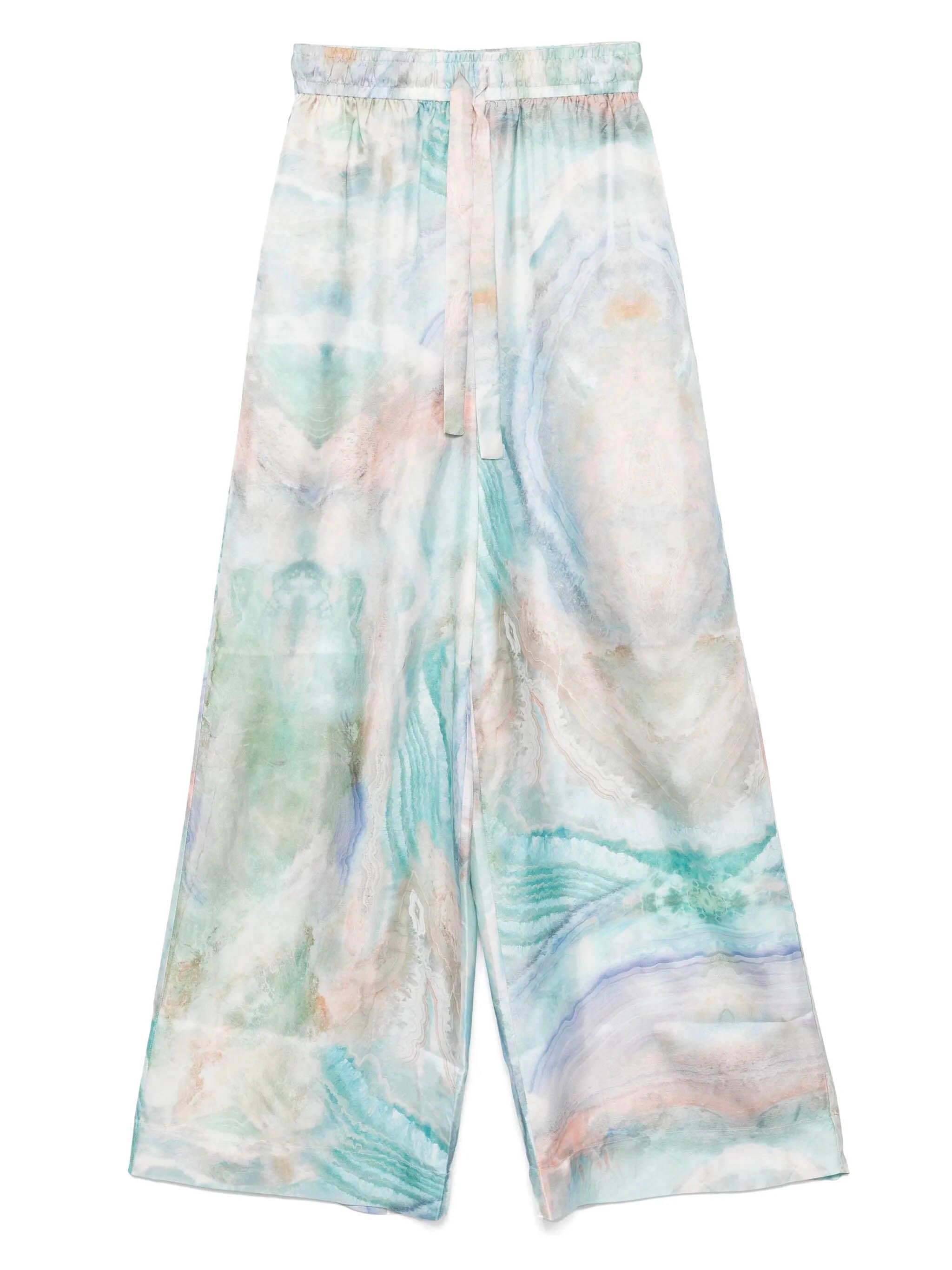 Silk Trousers with Drawstring and Knot Waist - Size 0